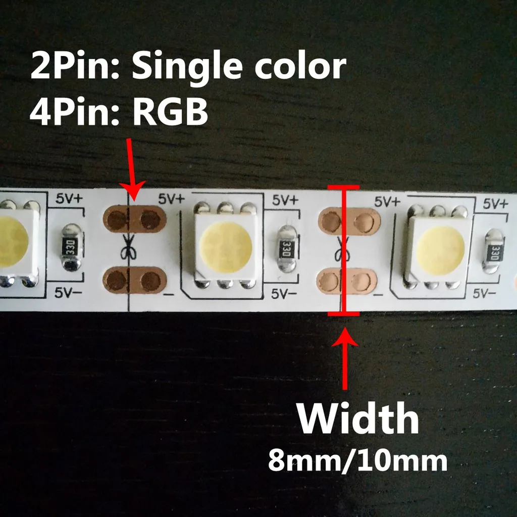 5PCS 2 Pin 3 Pin 4 Pin 5 Pin LED Strip Connector 8MM, 10MM, 12MM T L Shape Free Welding For RGB SMD 5050 2835 LED Strip Light