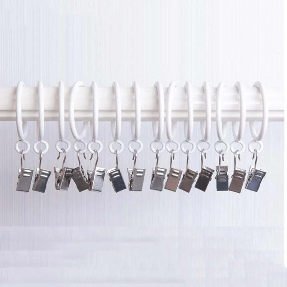 

10Pcs Roman Curtain Rings Strong Metal Clips Removable Clips Easy Use Slide Rod Hold Drapery Panel Metal Curtain Rings Clip