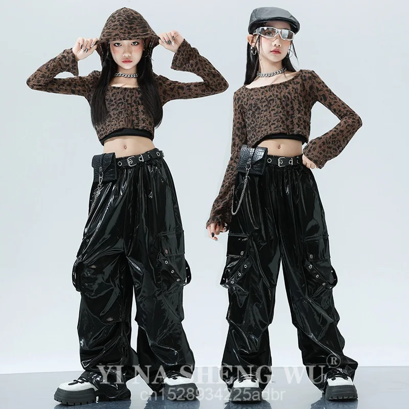 

Женский танцевальный комплект в стиле хип-хоп, женский уличный костюм K POP для выступлений, музыкальный фестиваль, джазовый танцевальный конкурс, наряд, топ с леопардовым принтом