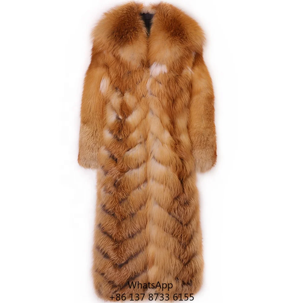 

2023 Winter Luxury Long Fox Fur Coat Women Natural Fox Fur Jacket Overcoat Female Outerwear