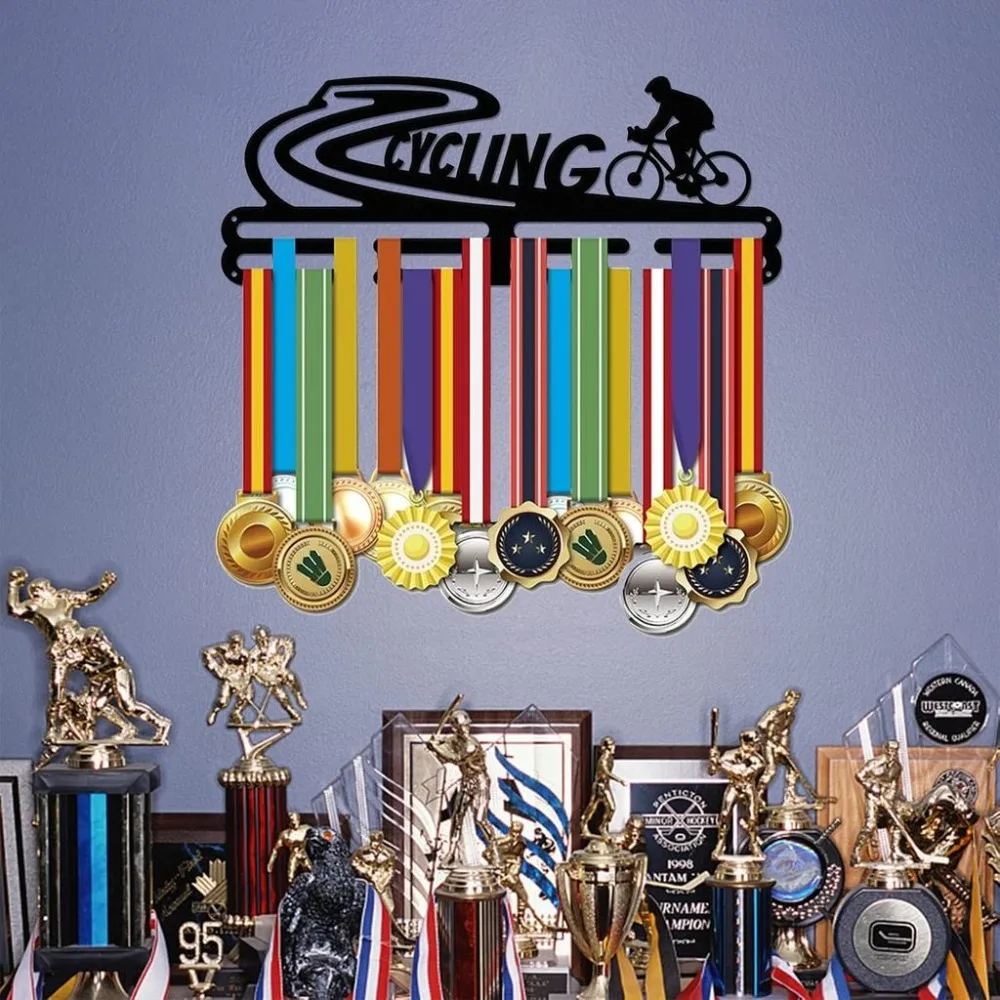 Medal Holder Cycling Theme Medals Display Frame Mountain Biking Iron Medal Hook for Competition Medal Holder Display Wall