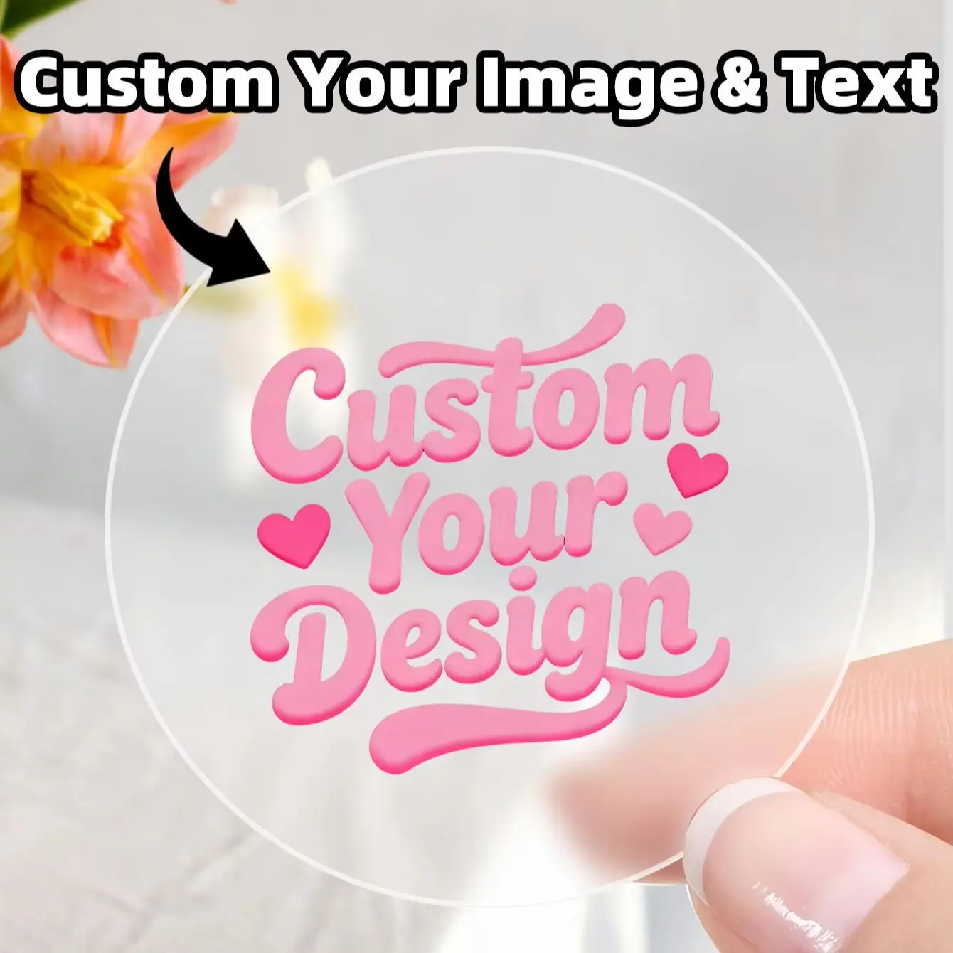 1/48/96Pcs Round Custom Personalized Text Image Stickers, Home Decor Labels for Household Crafting & Storage Marking