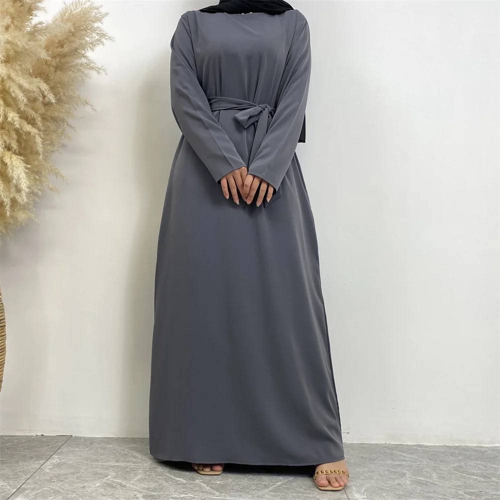 عباية إسلامية موضة جديدة فستان ساخن تركيا العربية دبي رداء بلون سادة مع جيوب فستان نسائي طويل 69