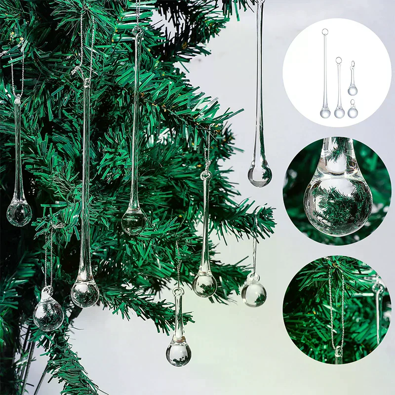 10Pcs Clear Crystal Raindrops Hanging Pendants Chandelier Lamp Glass Beads Curtain Accessories Hanging Decor Parts DIY