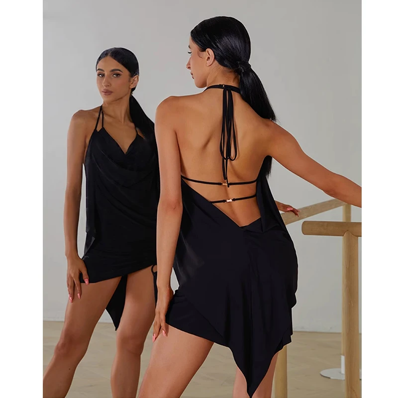 Summer Latin Dance Dress Women Backless reggicalze Fringe Dress Adult Rumba Dance Practice Wear abbigliamento Performance DNV19721