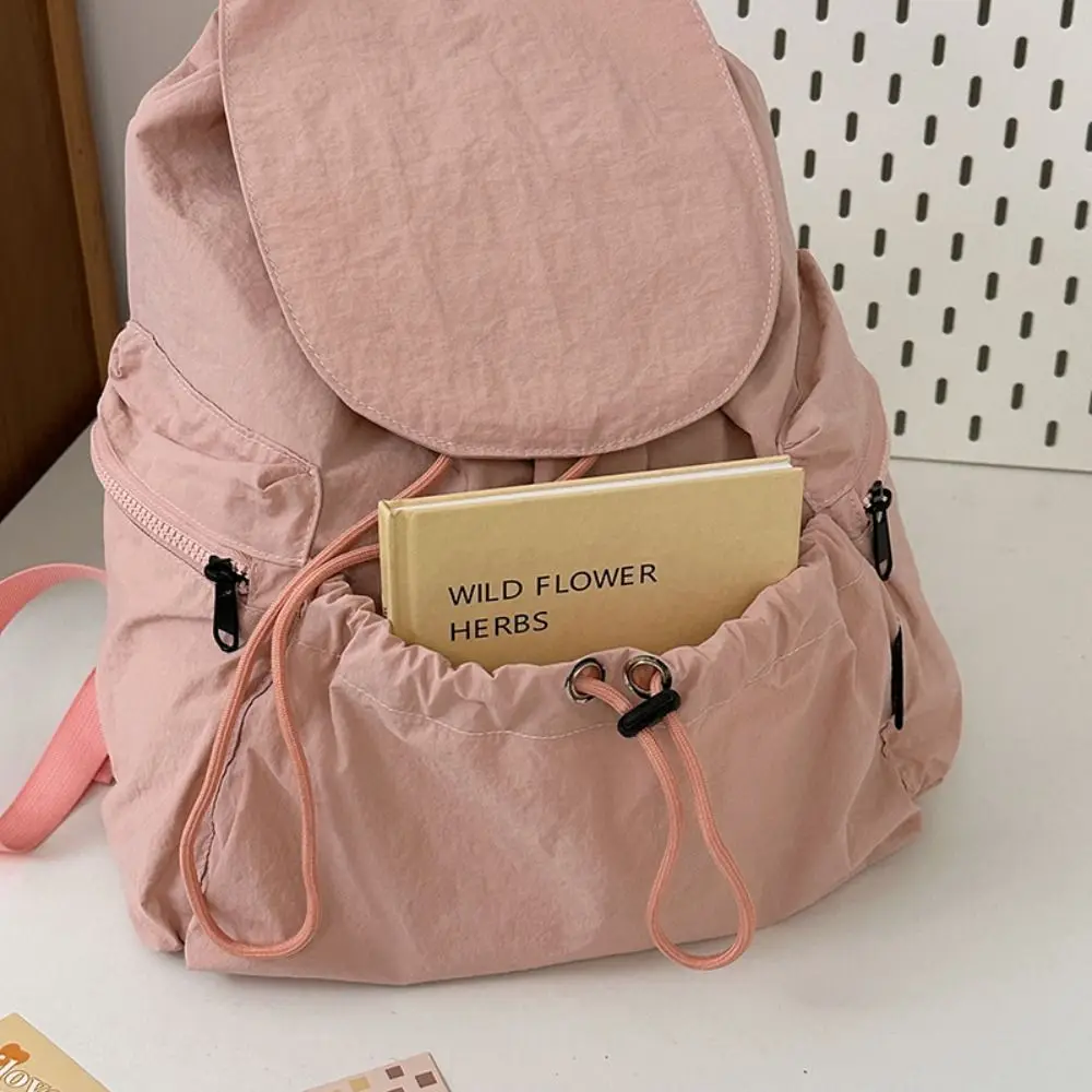 Casual Lightweight Travel Backpack Korean Style Nylon Drawstring Backpack Large Capacity Waterproof Student Schoolbag Teenagers