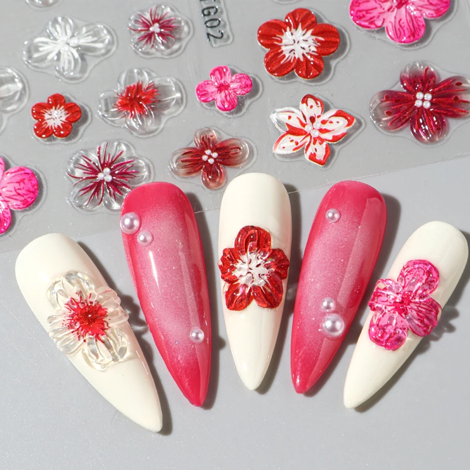 Hipster pur violet rose fleurs Rose printemps Lily camélia marguerite gelée fleur de cerisier Magnolia Nail Art autocollants manucure décalcomanies