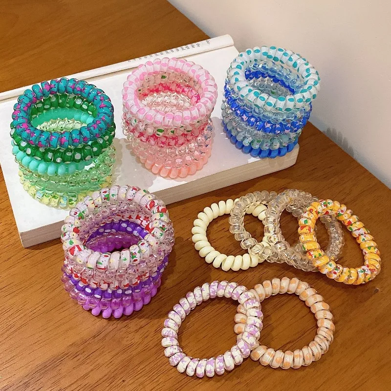 6pcs Candy Colored Hair Rope Simple Phone Line Hair Loop for Women Korean Version Sweet Style New Headwear Girls Daily Decor