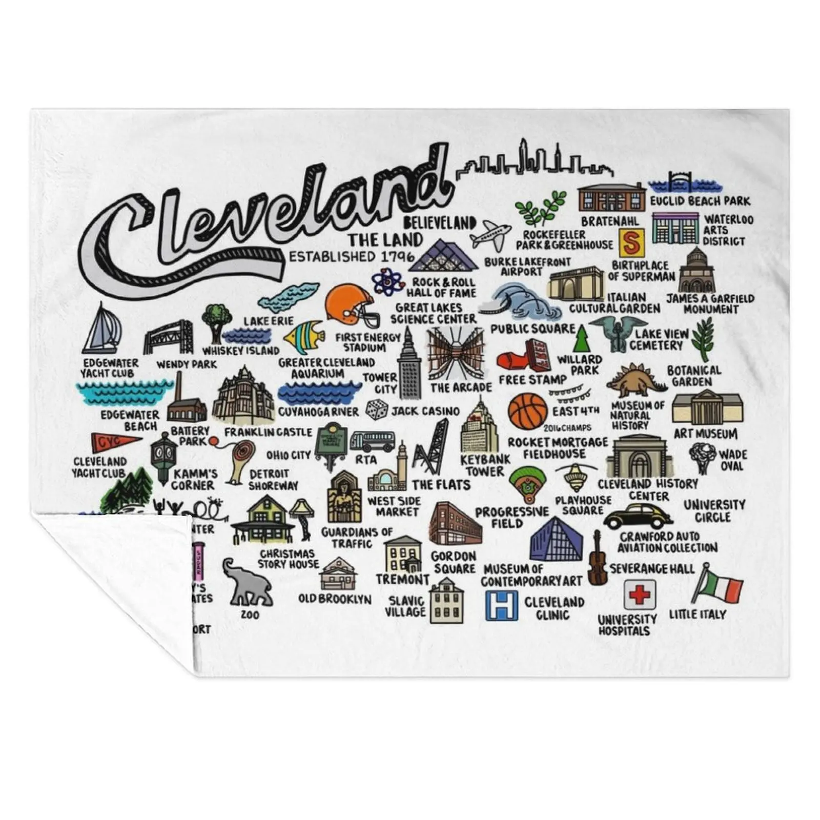 

Cleveland Ohio Map Art Throw Blanket Plaid on the sofa Bed covers Designers Hairy Blankets