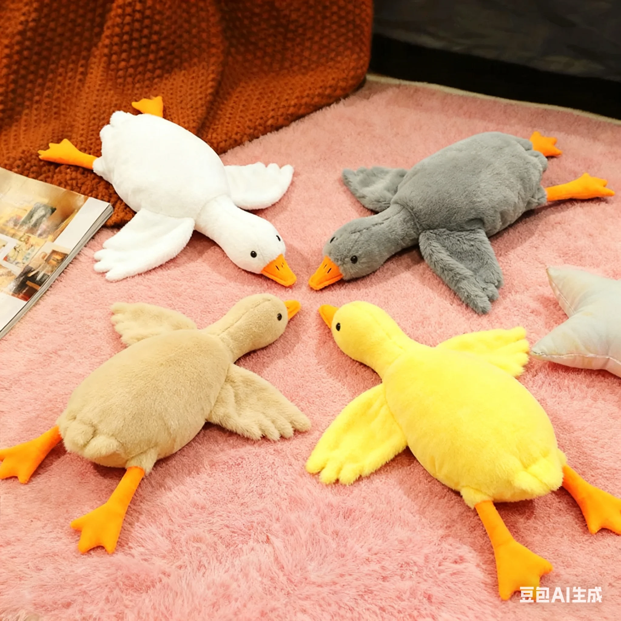 

50cm High Quality Plush Duck Dog Toy Soft PP Cotton Stuffed Goose Pet Pillow Anxiety Relief Companion 4 Colors Puppy Doll Gift