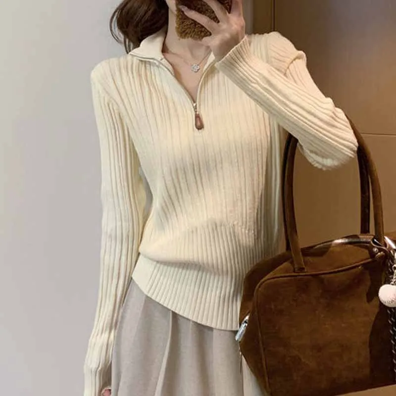 Gestrickter Pullover für Damen, 2026 Mode, Rollkragen-Strickpullover, Damen-Oberteile, schmal geschnitten, langärmlig, Sueter Feminino Q7082