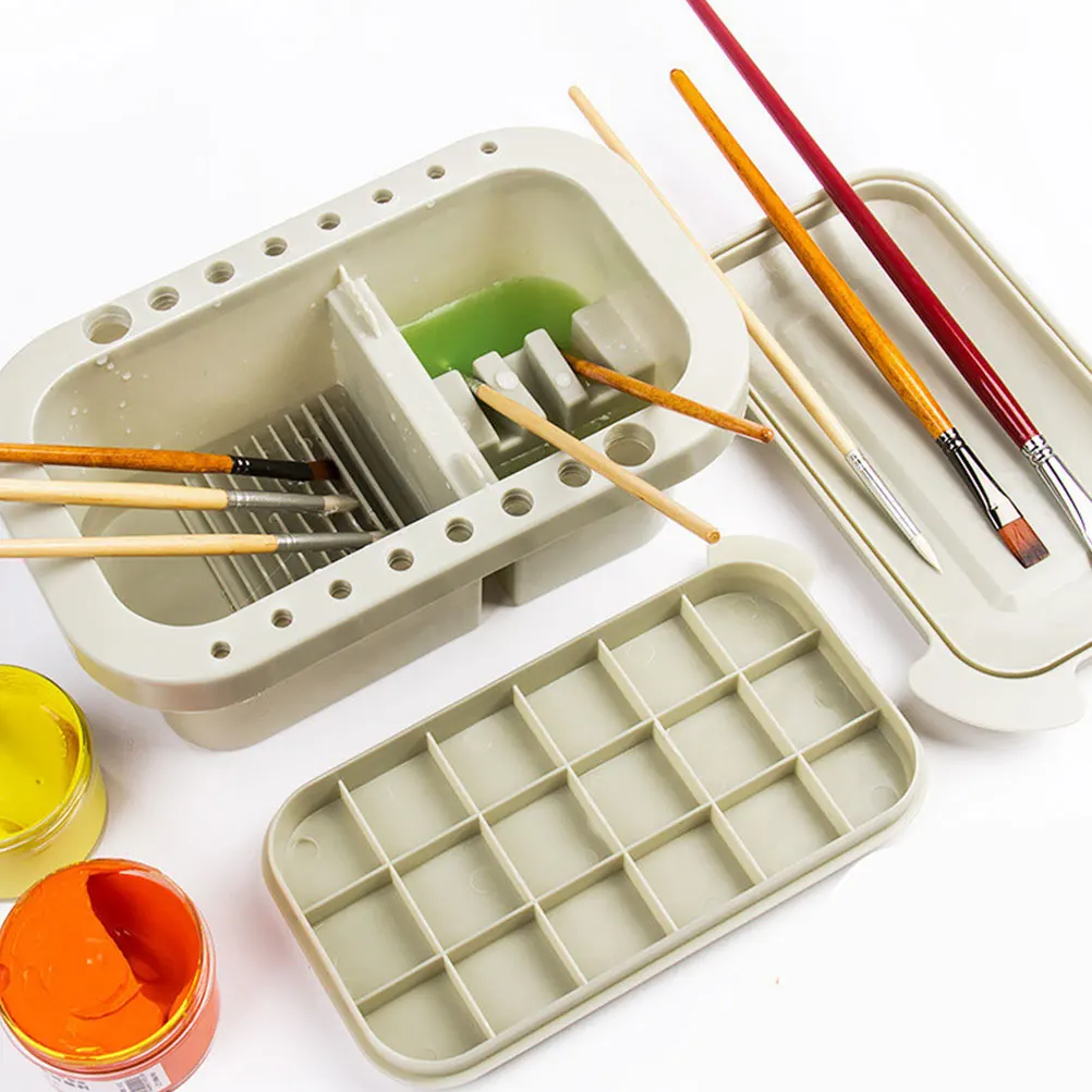 

3 -in-1 Pencil Bucket Brush Washing Containers Painting Buckets Cleaner Tray Washer Basins Detergent Accessories