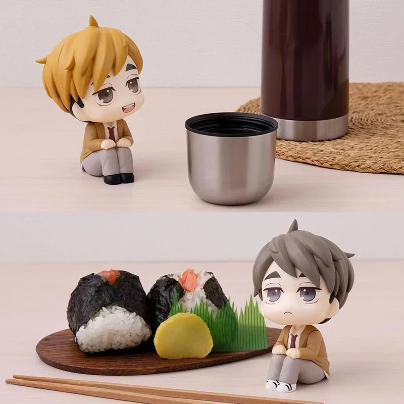 10cm anime haikyuu estatueta olhar up miya atsumu miya osamu figuras de ação pvc q versão coleção modelo periferia brinquedos presentes