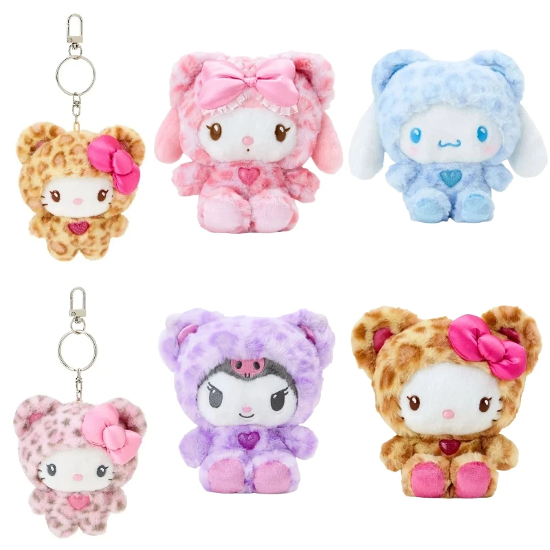 

Sanrio Hello Kitty Latte леопардовый принт серии плюшевая кукла брелок My Melody Kuromi пушистая кукла Cinnamoroll орнамент подарки для детей