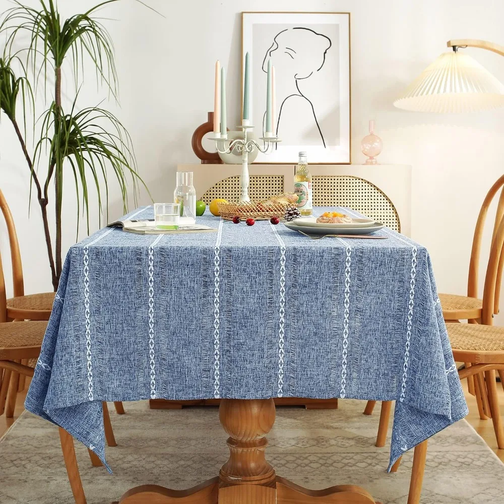 

Farmhouse Linen Tablecloths, 60x120 Inches, Wrinkle-Resistant, Washable for 8-Foot Rectangle Dining Tables