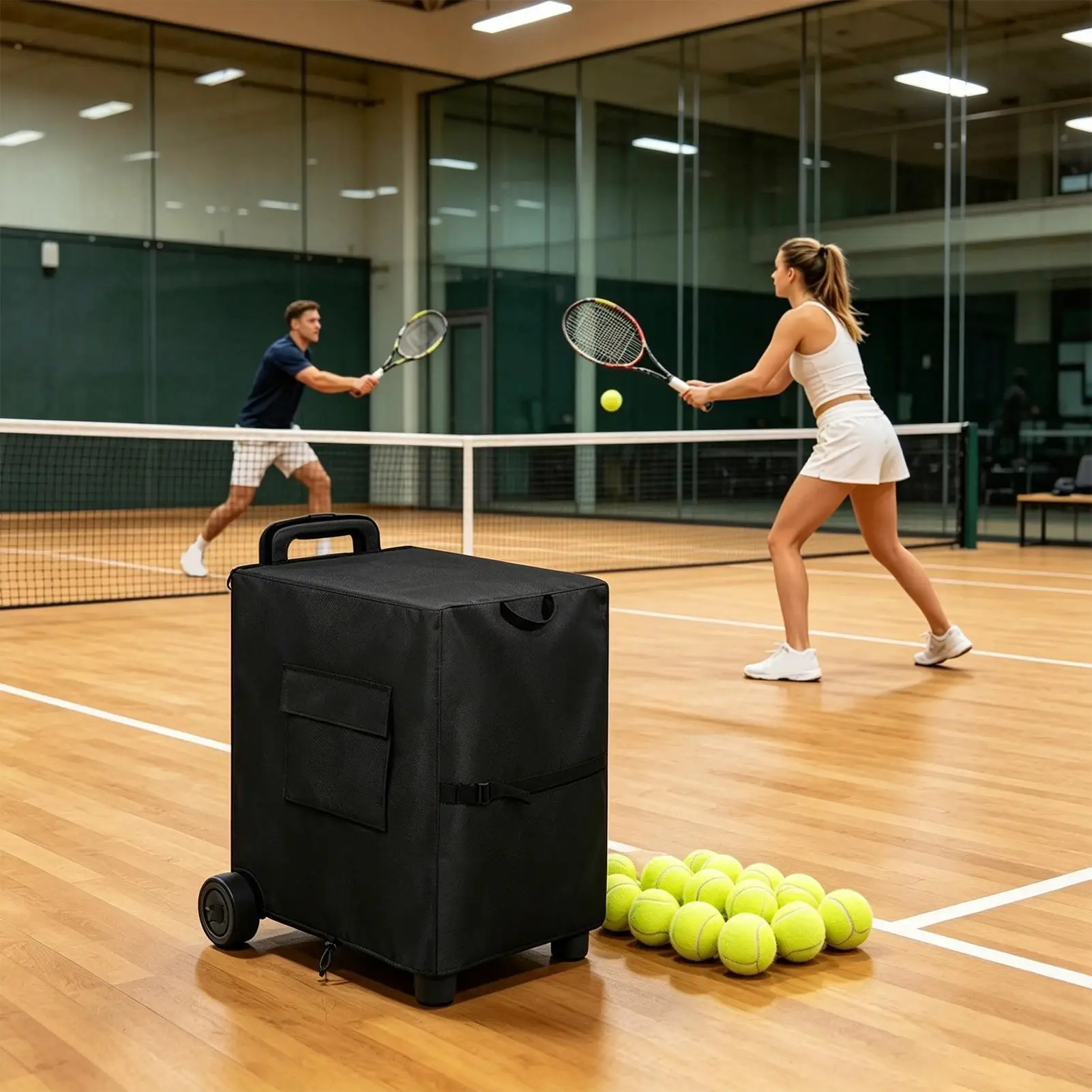 Tennis Machine Cover Heavy Duty Waterproof Protective Case With Handle Tennis Equipment For Indoor Outdoor Tournament Court