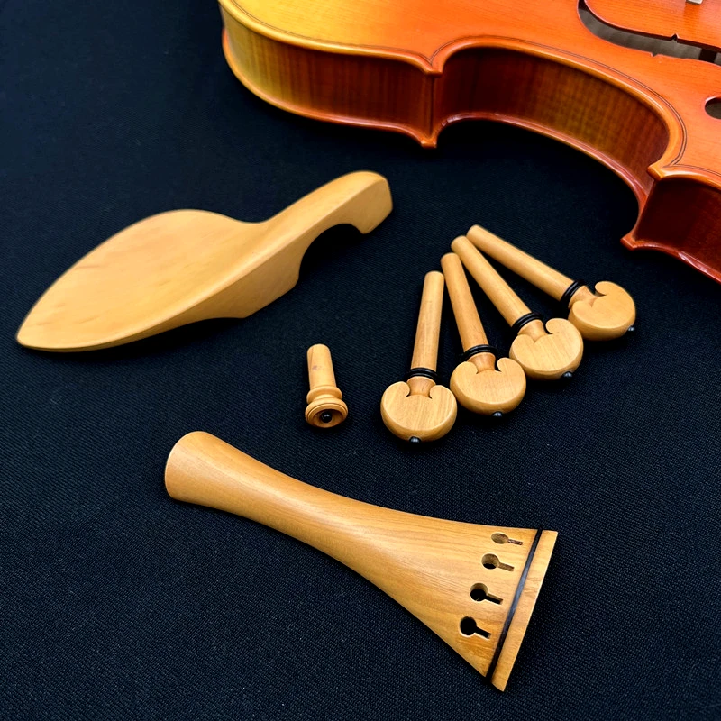 1 set High quality 4/4 violin viola Boxwood accessories parts fittings,Tailpiece+Tuning pegs+Endpins+Chin rest/Chin Holder