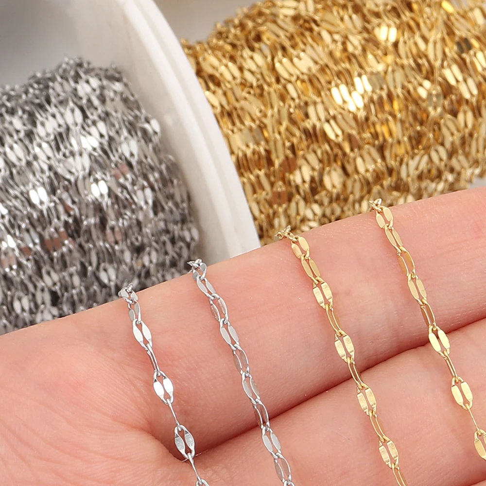 

10yards/roll Gold Stainless Steel Lips Chains Handmade High Quality Chains for Jewelry Making DIY Necklace Bracelet Components