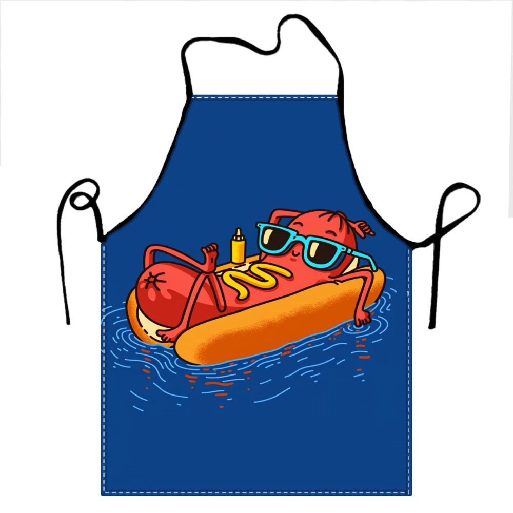Funny Hot Dog Apron With Sunglasses And Mustard Design For Cooking And Grilling Fun