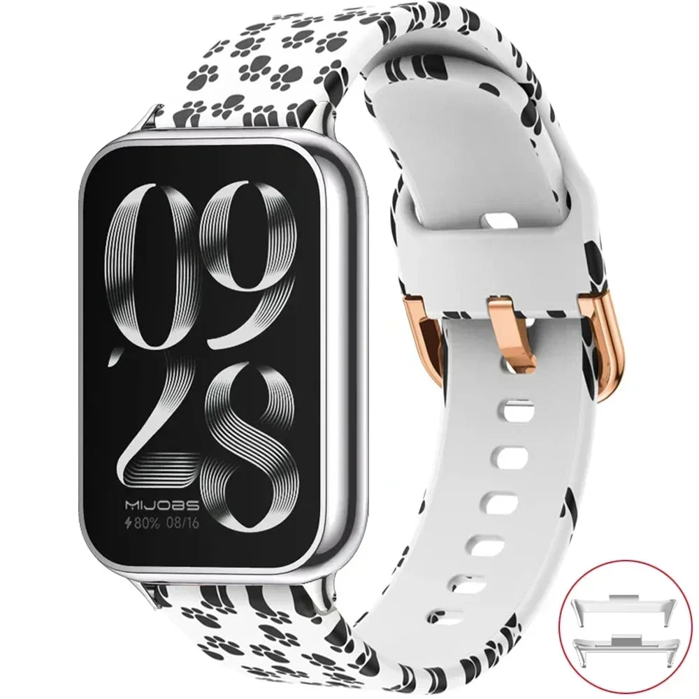 Flower Printing Strap for Xiaomi Mi Band 8 Pro Mi Band 9 Pro Silicone Correa Redmi Watch 4 5 6 Wristband Bracelet with Connector