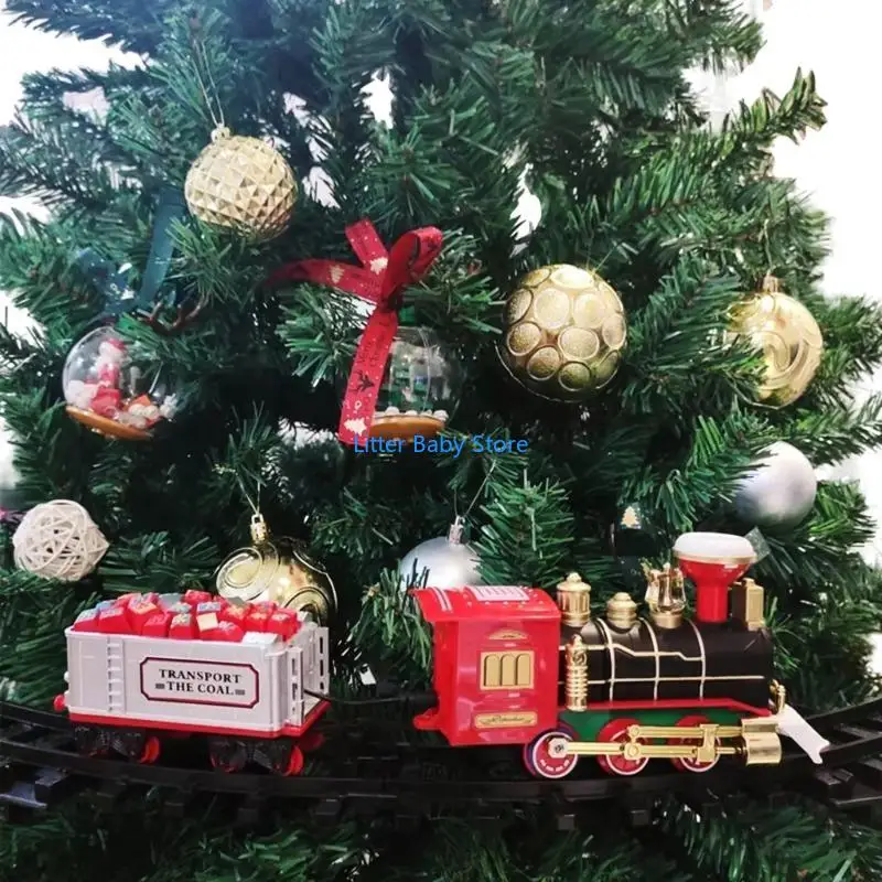 

N80C Train Track Sets Christmas Retro Electric Car Locomotive Toy Children Electric Early Education Music Train Toy