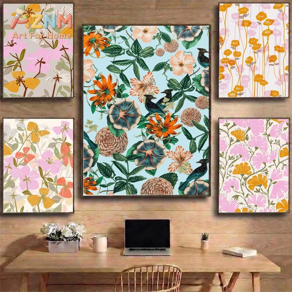 

1pc Floral Statement Climbing Flowers Poster Art Canvas Painting Room Decoration