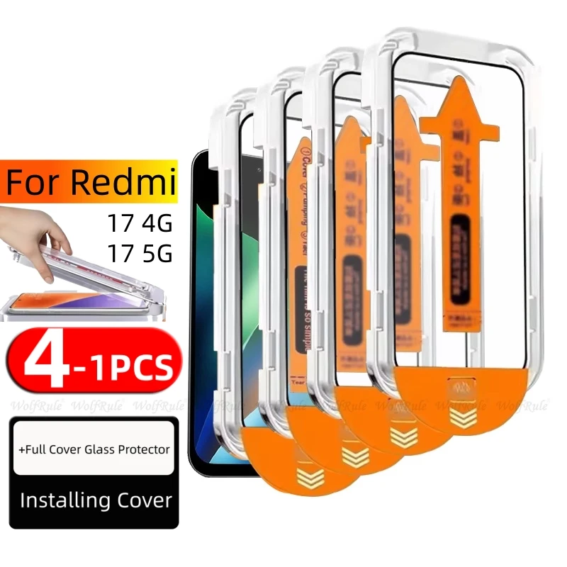 1/2/3/4 Stück für Redmi 17 Glas Xiaomi Redmi 17 Panzerglas 9H HD Vollabdeckung Klebstofffrei Staubfreier Displayschutz für Redmi 17