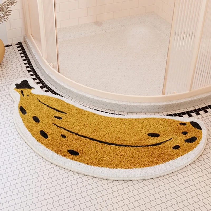 Bathroom Carpet Bath Mats Arc-shaped Non-slip Bathroom Mat Eggplant Shaped Tub Rug Quick-drying Absorbent Shower Room Doormat