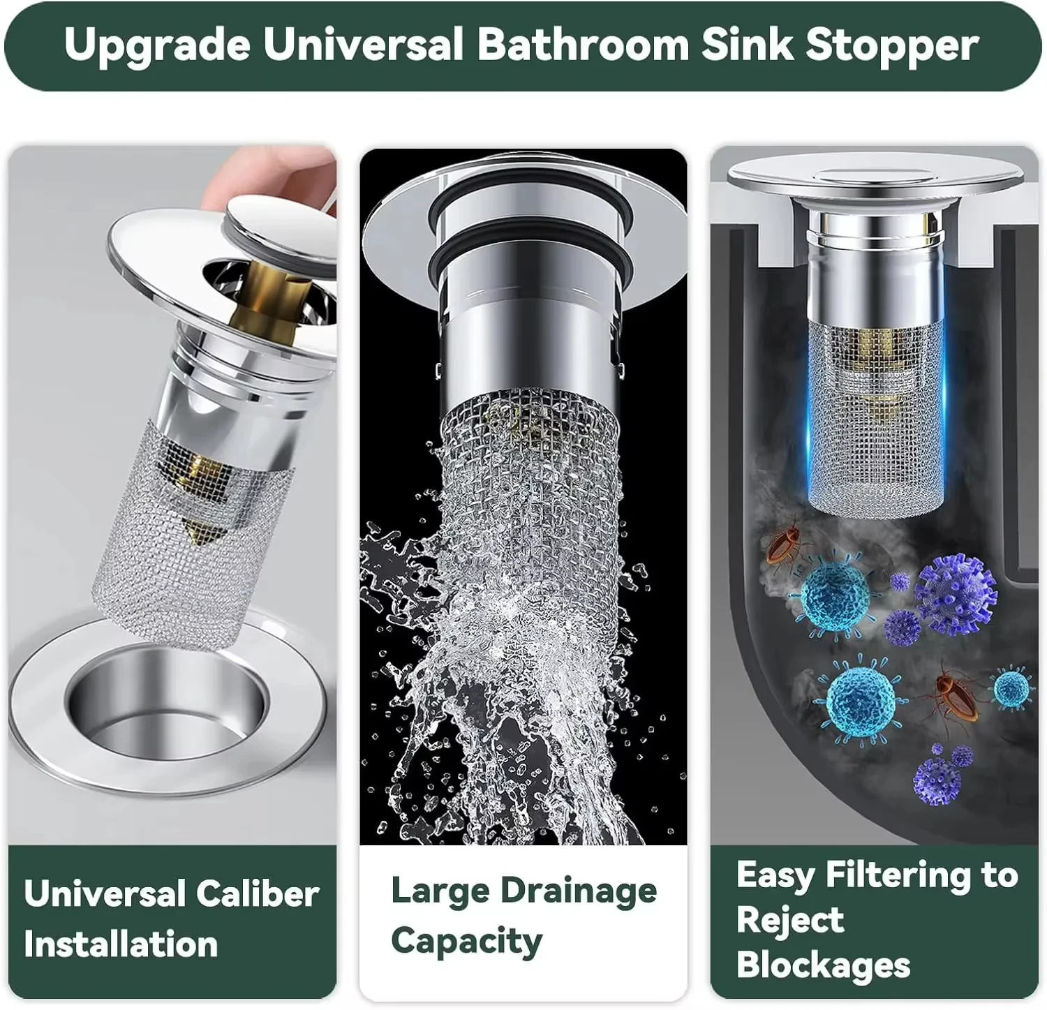 1/2PCS Sink Drains Filter Bathroom Pop-Up Sink Filter Plug Stopper Wash Basin Hair Catcher Strainer Stopper Kitchen Accessories