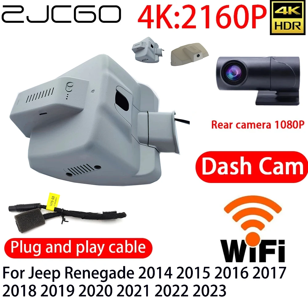 

ZJCGO 4K DVR Dash Cam Wifi Front Rear Camera 24h Monitor For Jeep Renegade 2014 2015 2016 2017 2018 2019 2020 2021 2022 2023