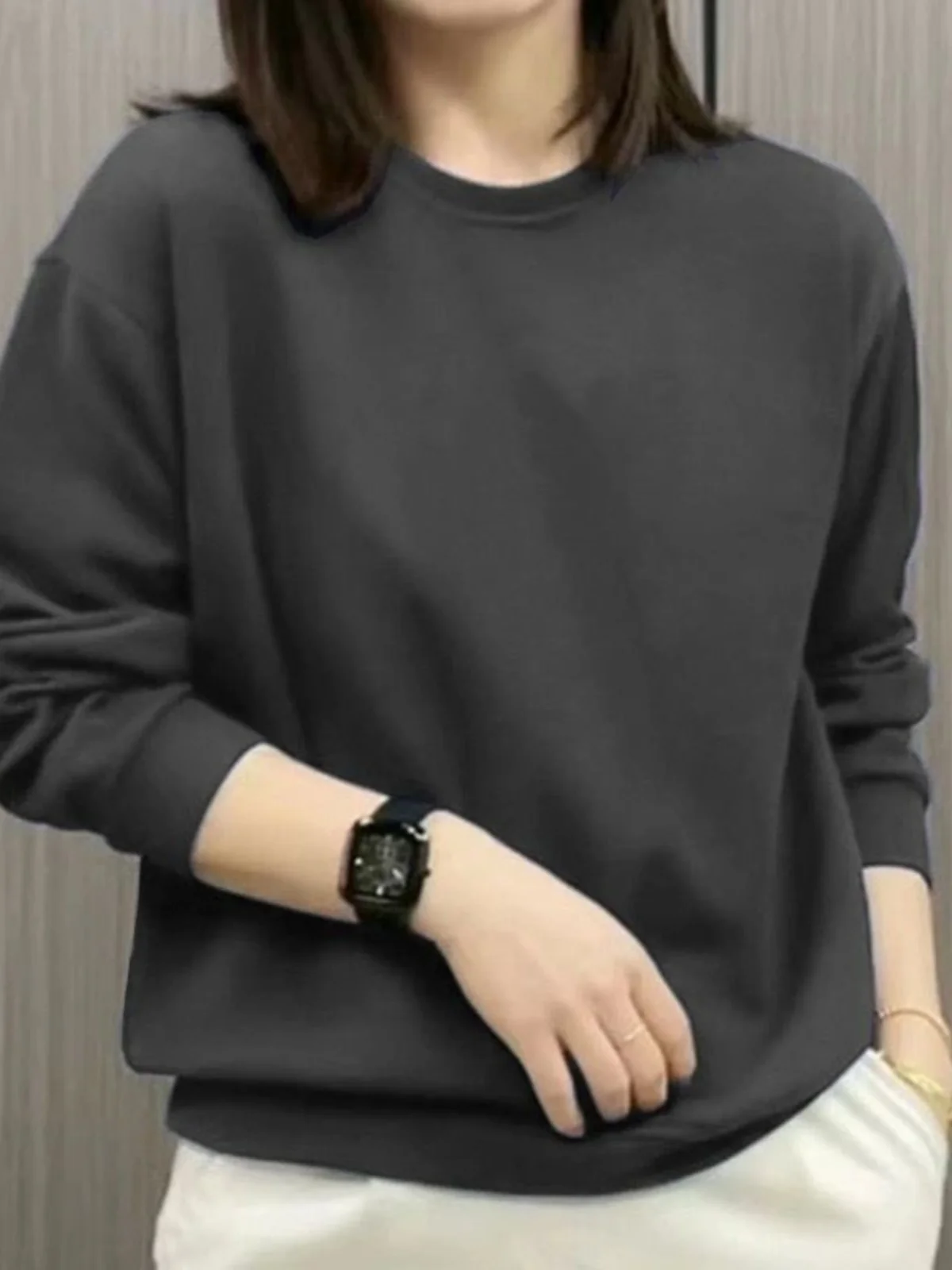 Felpa da donna rotonda Ne a colori lunga Sve Vestibilità comoda Casual Streetwear Primavera Faion per giovani adulti