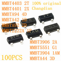 Transistors MMBT4403 2T MMBT4401 2X MMBTA94 4D BTA42 1D BTA92 2D BT2222A 1P MMBT3906 2A MMBT5551 G1 MMBT3904 1AM BTA44 3D SOT-23