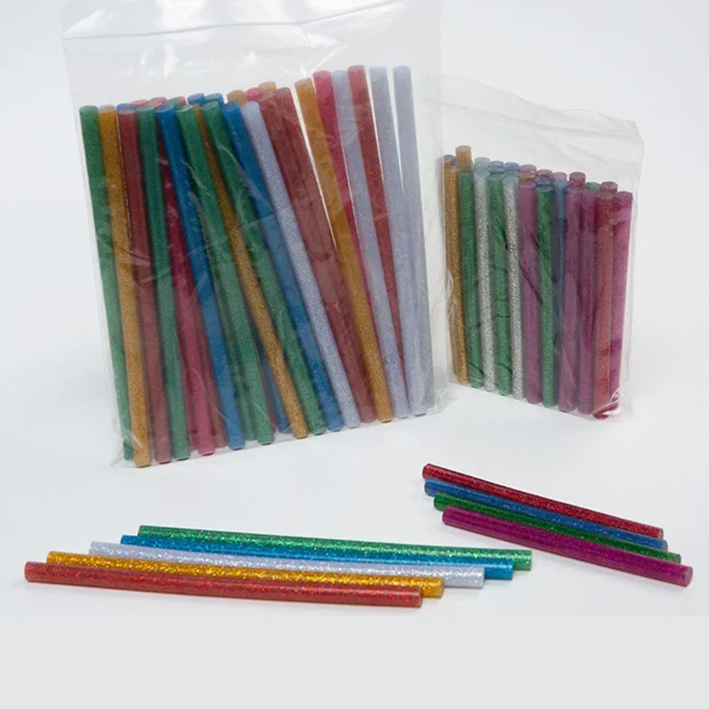 50 pezzi di colla a caldo colorata stick per colla elettrica strumento di riparazione per Album artigianali colla glitterata stick colla a caldo 7x100mm