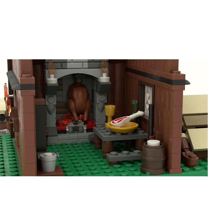 MOC-122688 MOC Pirate Dragon Boat House Architecture House Building Block Assembly Model Brick Toy Children's Gifts