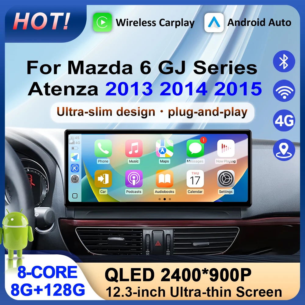 Android 15 Auto Wireless Carplay Car Radio For Mazda 6 GJ Series Atenza 2013 2014 2015 Multimedia Stereo Tools DSP SWC Tool Fan