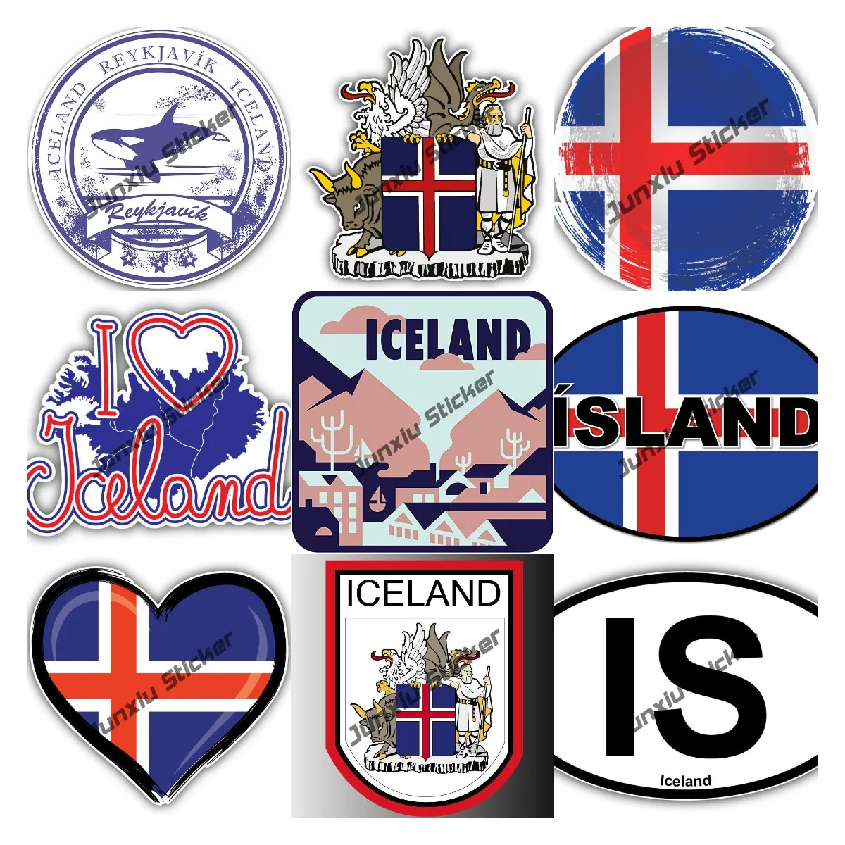 

Iceland Coat of Arms Sticker Vinyl Decal Vagabond Heart Iceland Sticker Weatherproof Reykjavik Souvenir Stickers for Cars Bumper