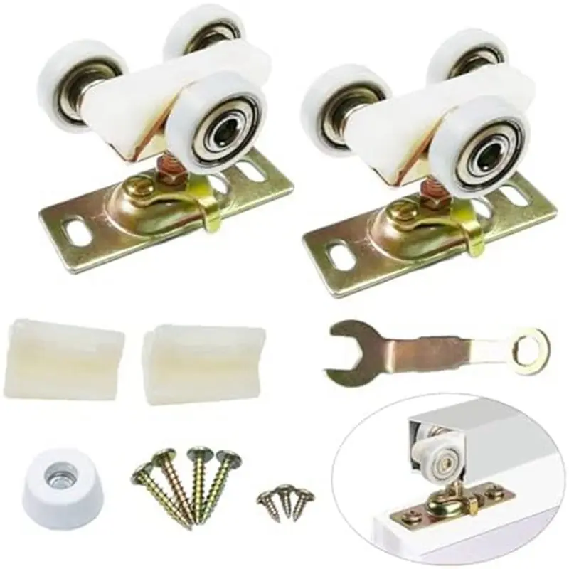 AC23-4 Pack Sliding Pocket Door Hardware Top Hanger Rollers Wheels Assembly Fit For Johnson Part 1125 & 1500 Hardware Kit