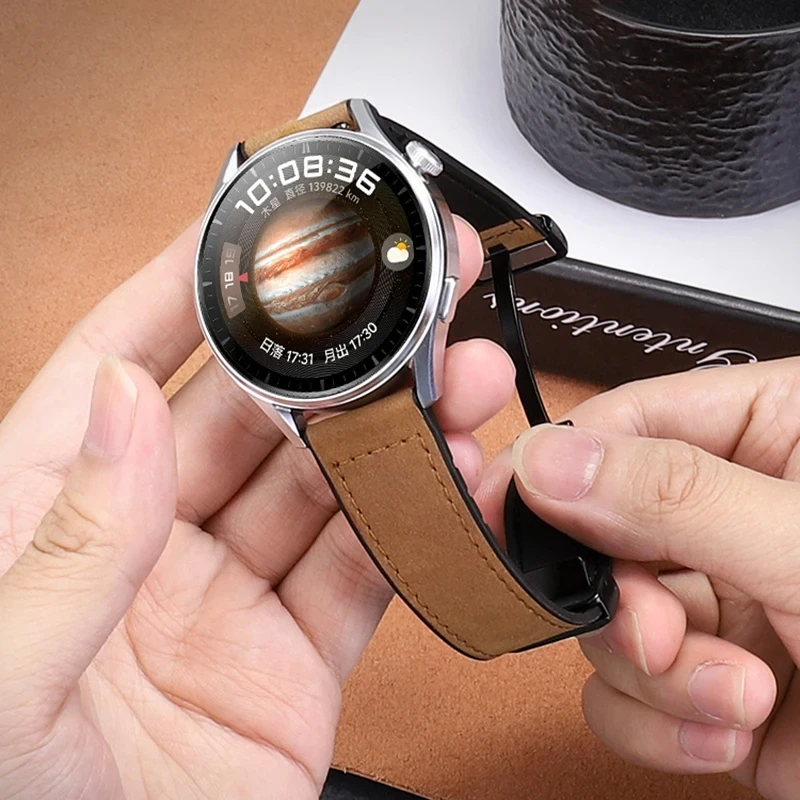 Magnetic Buckle Leather Strap 18mm 20mm 22mm Silicone Band for Samsung Watch Galaxy 6 5 Pro 4 for Huawei GT2 for Amazfit Vintage