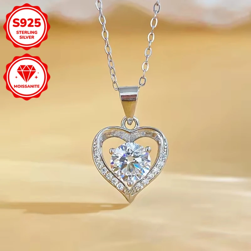 

1 Piece 1 Carat A 925 Sterling Silver Moissanite Pendant Necklace, Suitable for Everyday Commuting, Formal Occasions.