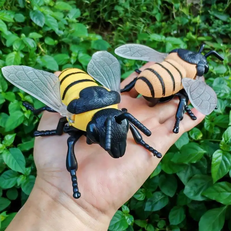 Simulação de corda abelha brinquedo clockwork figuras animais estatuetas de abelha inseto modelo animal ornamentos crianças brinquedos educativos