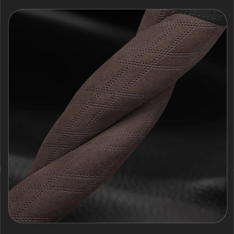 For Changan CS75 Plus CS35 Plus Suede Steering Wheel Cover Wrap Non-Slip Four Season Universal Car Interior Accessories