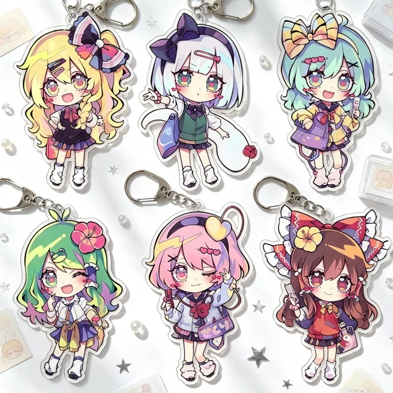 Gift Touhou Project Acrylic Pendant Keychain Anime 6CM Patchouli Knowledge,Marisa Kirisame,Reimu Hakurei Cell Phone Pendant