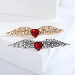 Korean version of fashionable and minimalist alloy rhinestone love angel wing brooch temperament clothing accessories