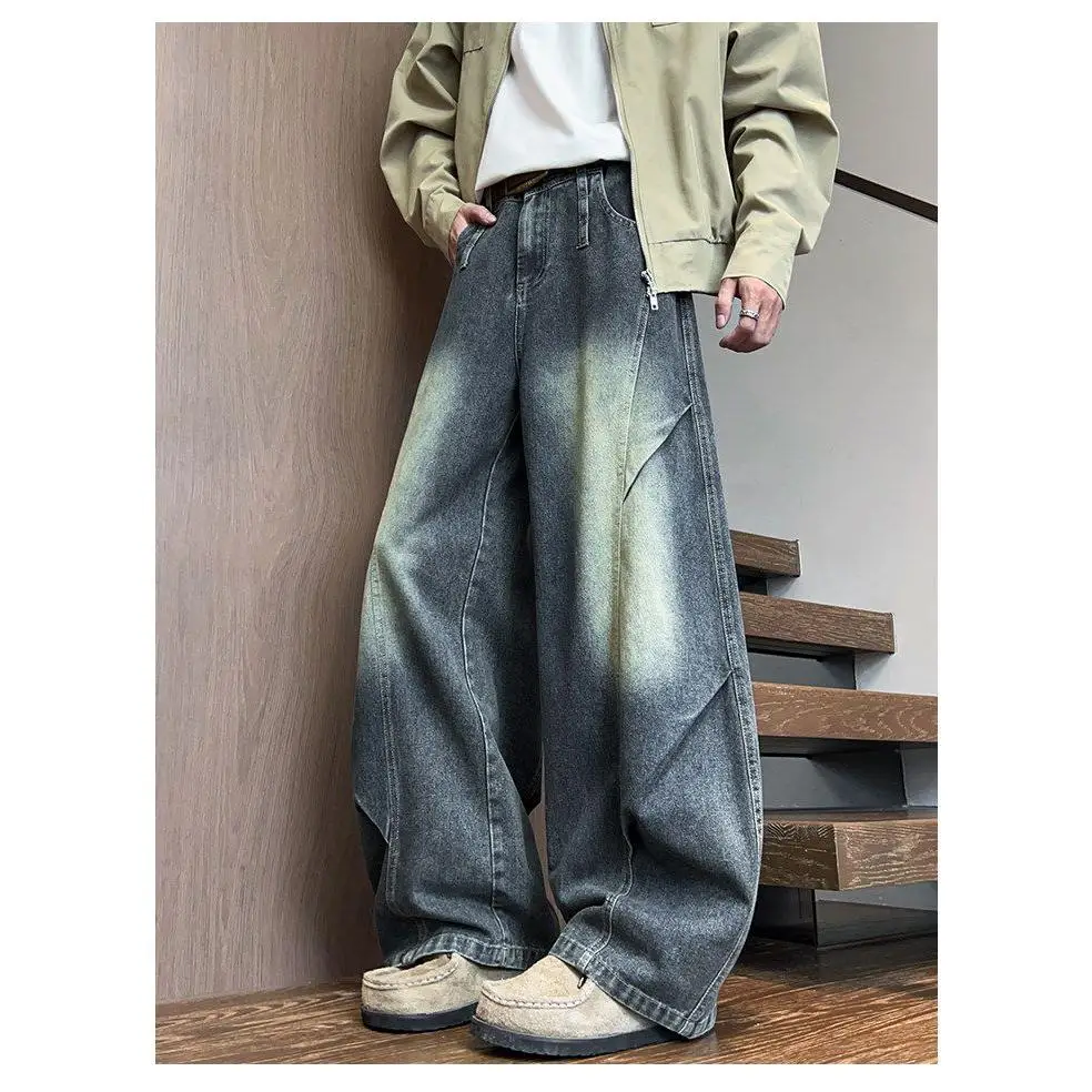 

Мужские джинсы Hong Kong Sle с буквенным принтом, модные, в уличном стиле, из хлопка и полиэстера, прямого кроя, со средней посадкой, на молнии, с защитой от пятен