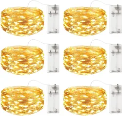 6 Pack Fairy Lights Battery Operated String 20LED Koperdraad Firefly Twinkle Verlichting Kerst Indoor Waterdicht Voor Halloween