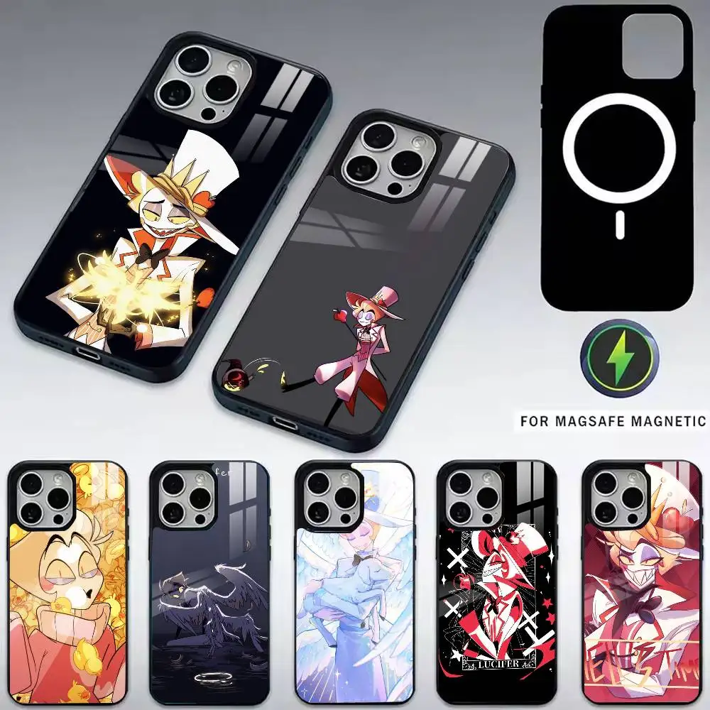 

L-Lucifer H-Hazbin H-Hotel Phone Case For iPhone17,16,15,14,13,12,11 Plus,Pro Magnetic with Magsafe Wireless Charging