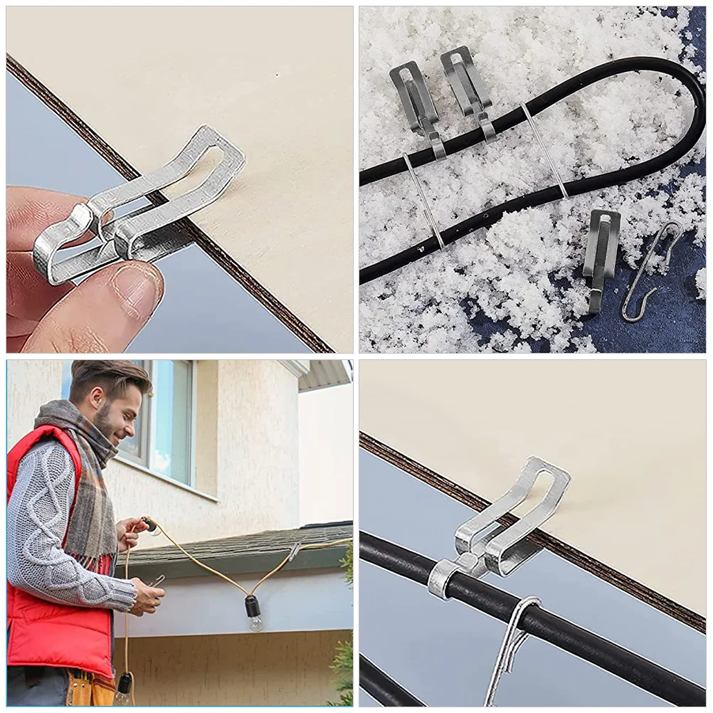 20 Pcs Gutter Snow Melting Heating Cable Fixing Hook Outdoor Heater Clips up for Roof and Gutters Aluminum Frosted