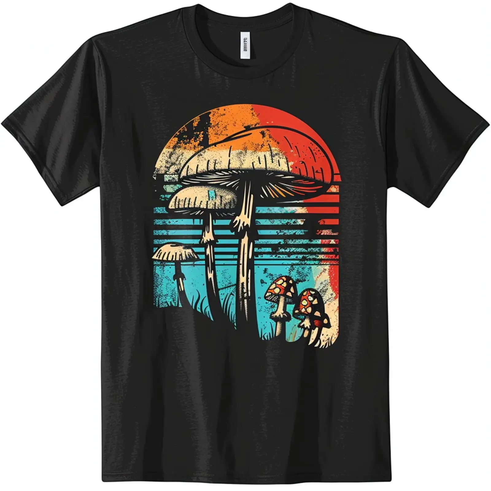 

Retro Vintage Mushroom Sunset Black TShirt Stylish design