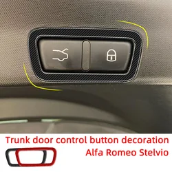 Trunk Door Electric Control Button Decoration Frame Carbon Fiber Car Stickers For Alfa Romeo Stelvio Interior Accessories