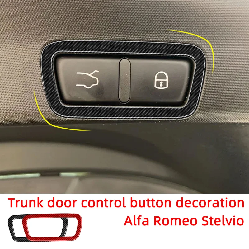 Trunk Door Electric Control Button Decoration Frame Carbon Fiber Car Stickers For Alfa Romeo Stelvio Interior Accessories